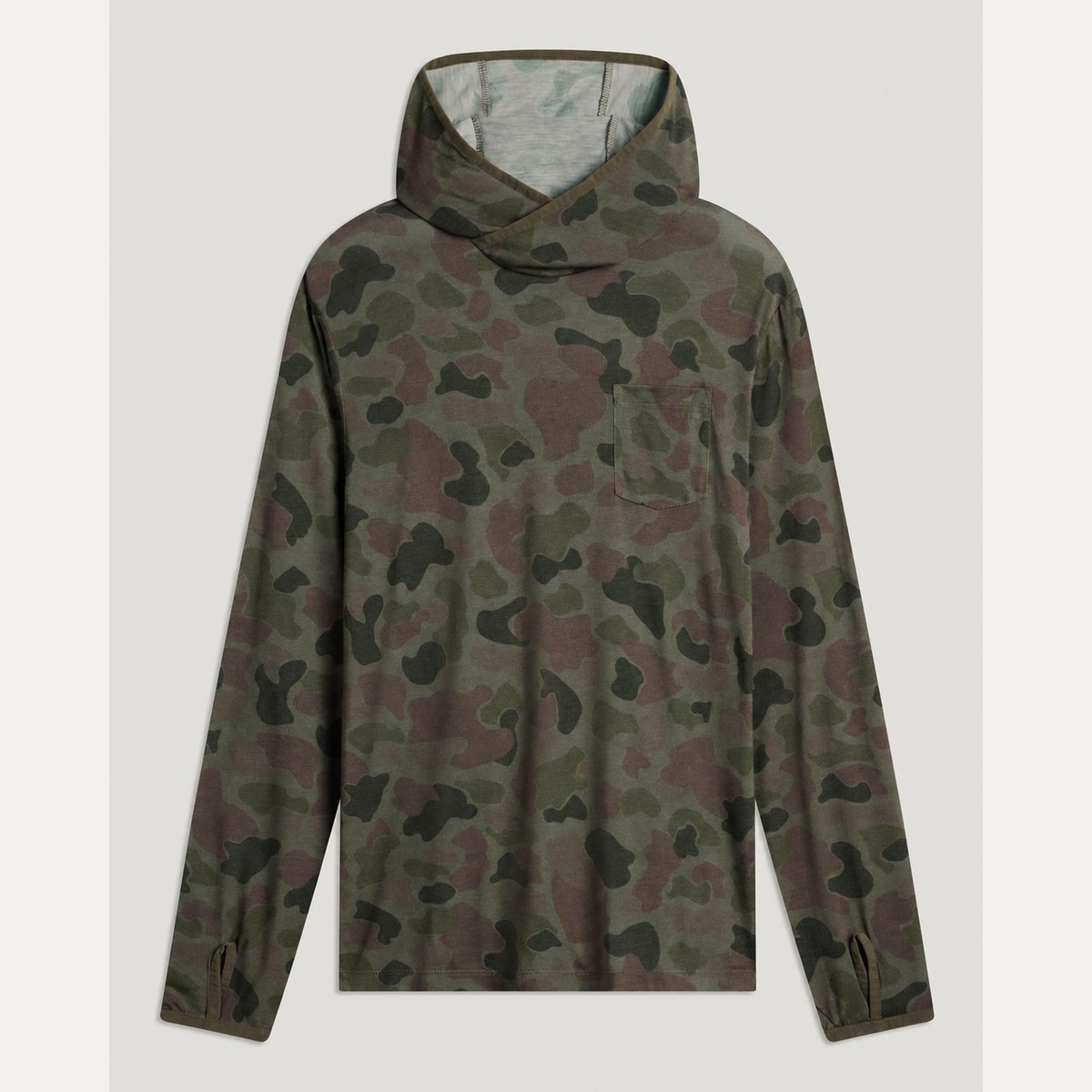 Men's Lightweight Bamboo-Blend Sun Hoodie - Vintage Camo Oil Green
