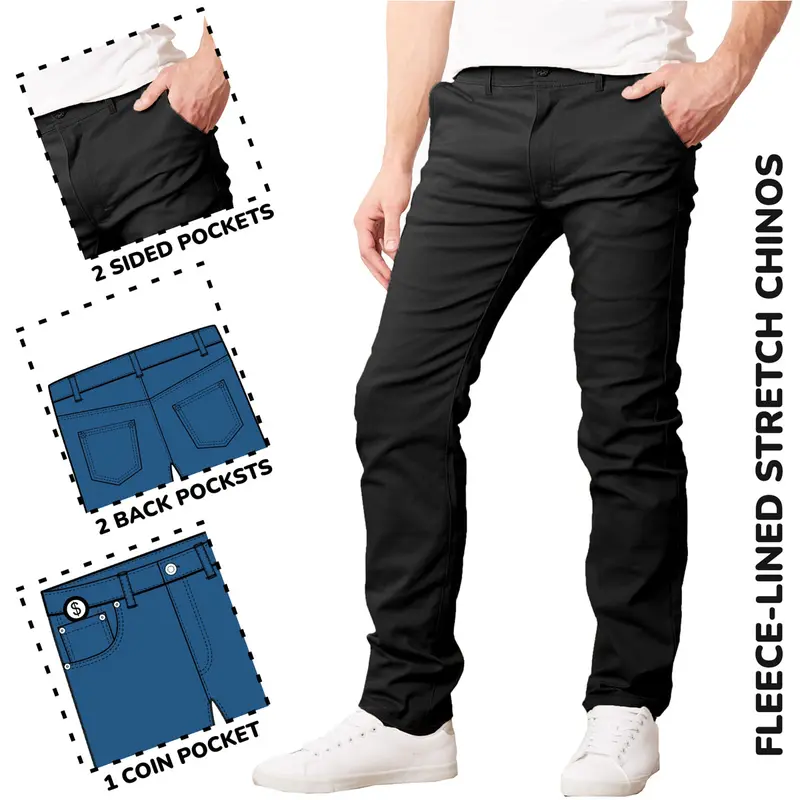 Men’s Heavyweight Fleece-Lined Stretch Chino Uniform Work Pants (31” Inseam)