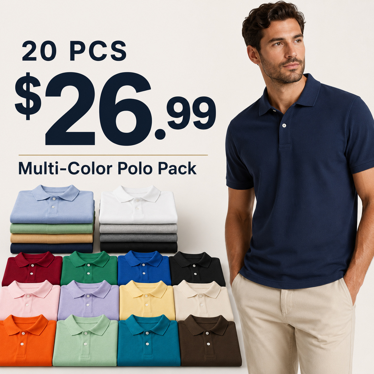 Men's Classic Fit Textured Cotton Short-Sleeve Polo Shirt