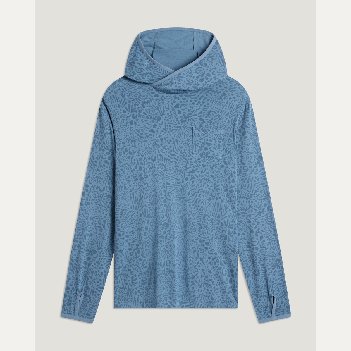 Men's Lightweight Bamboo-Blend Sun Hoodie - Drifter Print Windward Blue