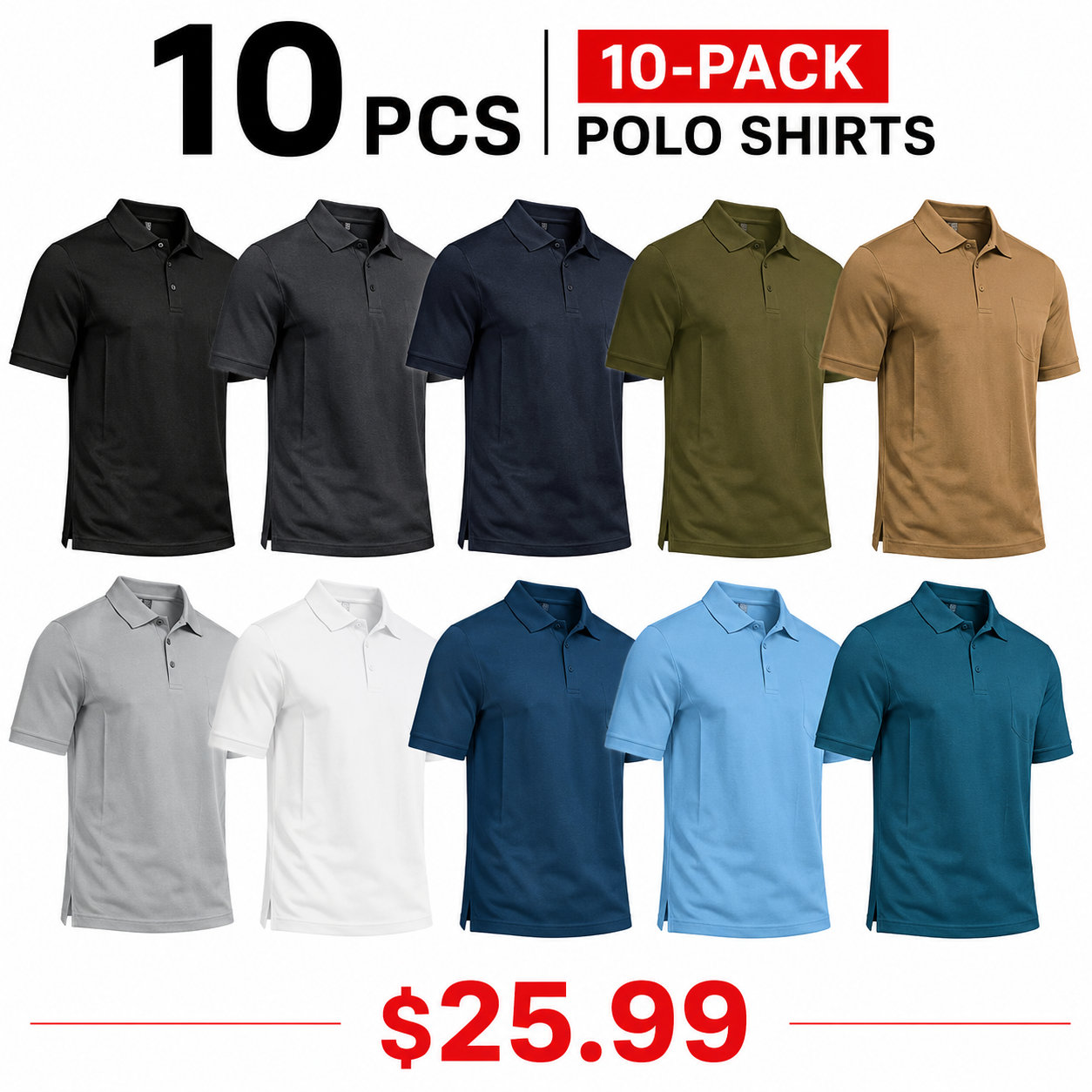 Men's Quick-Dry Stretch Performance Polo Shirt