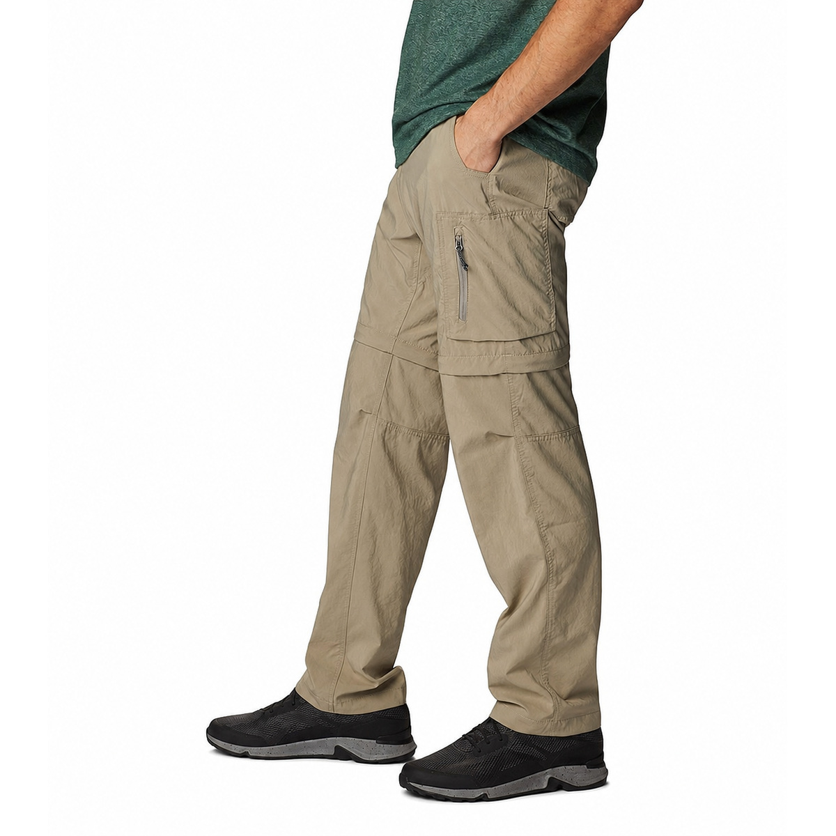 Men's Convertible Stretch Cargo Hiking Pants - Side Pocket View