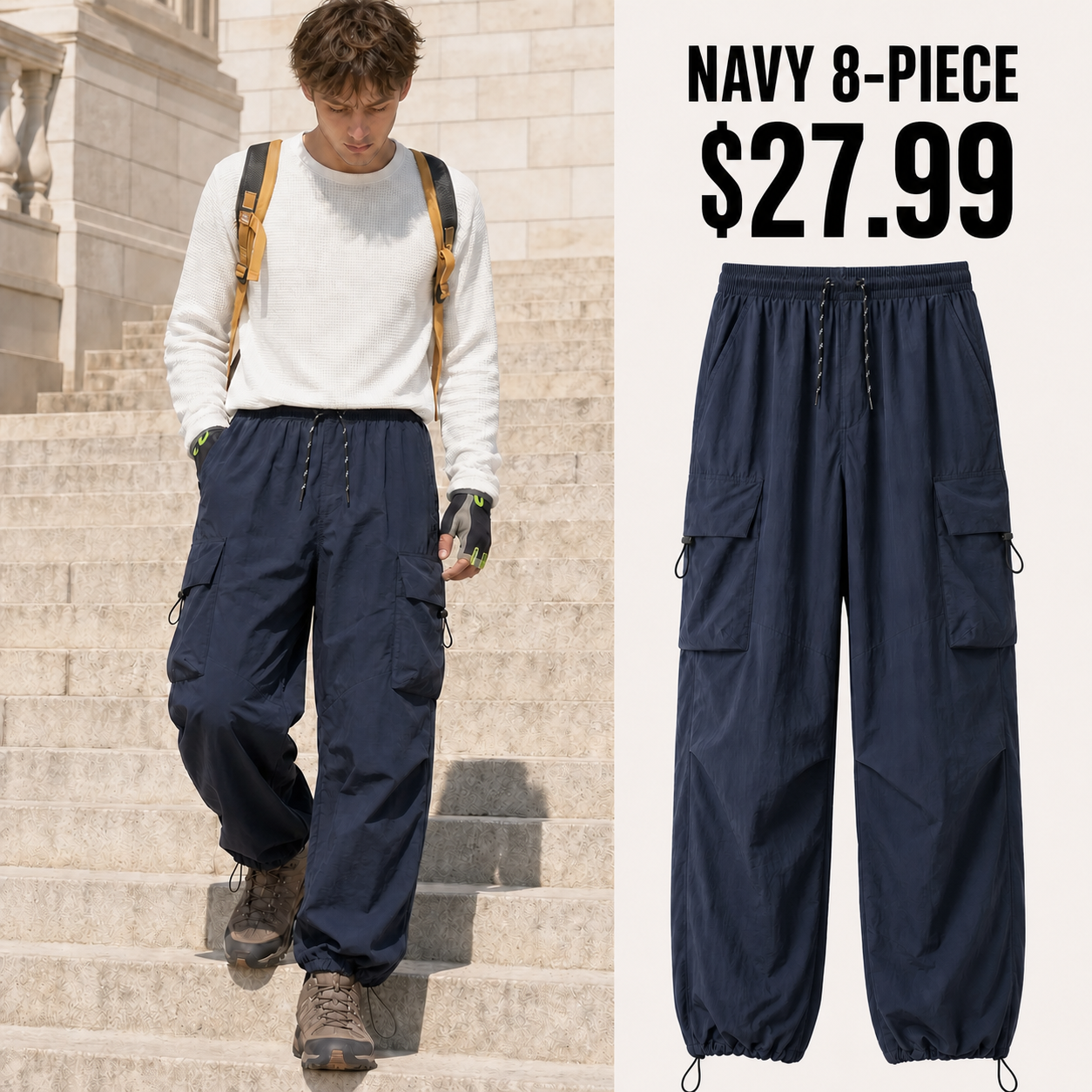 Navy cargo pants eight-piece bundle