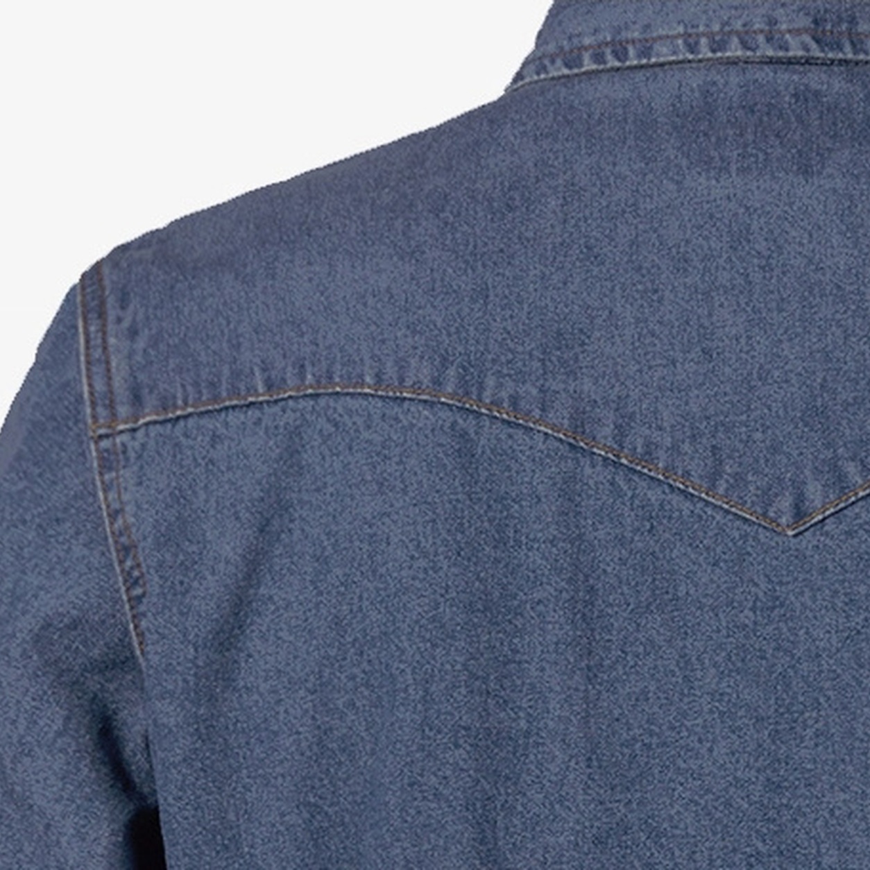 Men's Stonewashed Denim Long Sleeve Work Shirt - Western Back Yoke