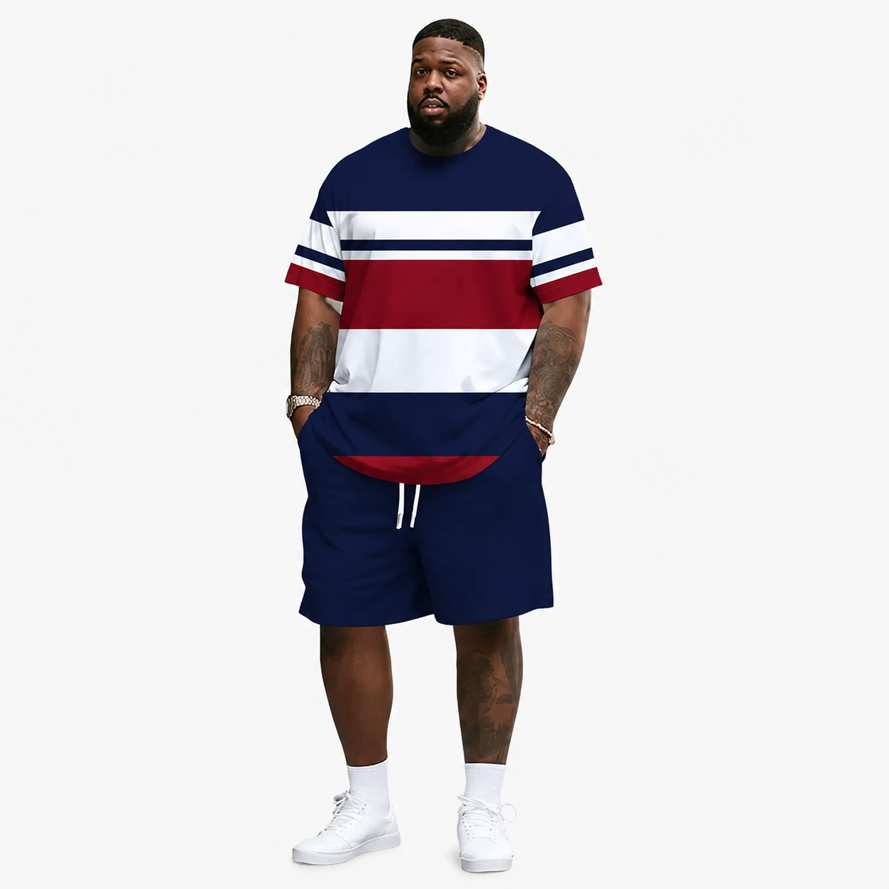 Men's Summer 2-Piece Set – Ultra-Breathable 3D Print Tee & Shorts, All-Day Comfort