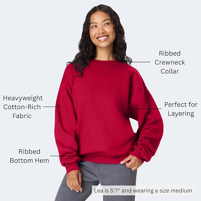 Ultimate Heavyweight Fleece Crewneck Sweatshirt Long Sleeve Pullover Warm Comfortable Ribbed Classic Top