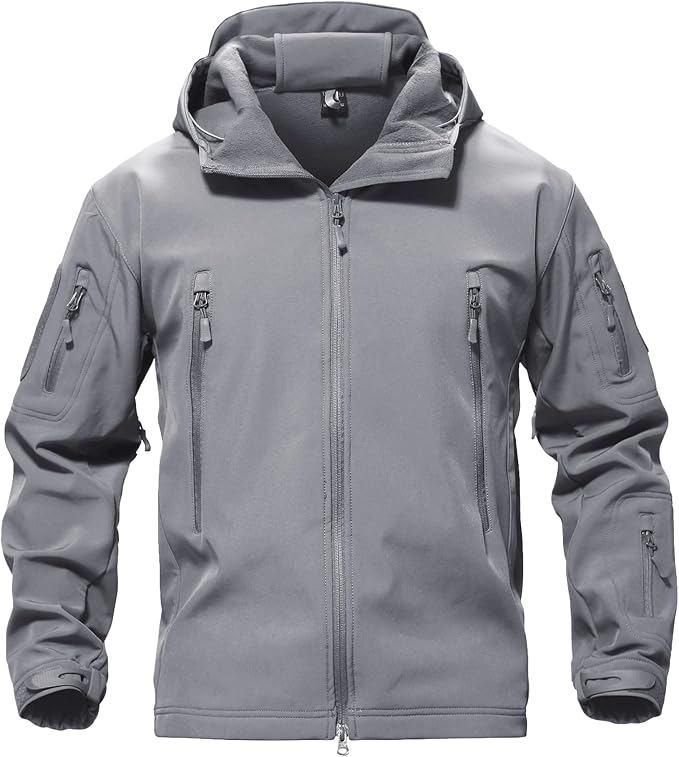 Men's Fleece Softshell Jacket Waterproof Winter Tactical Hooded