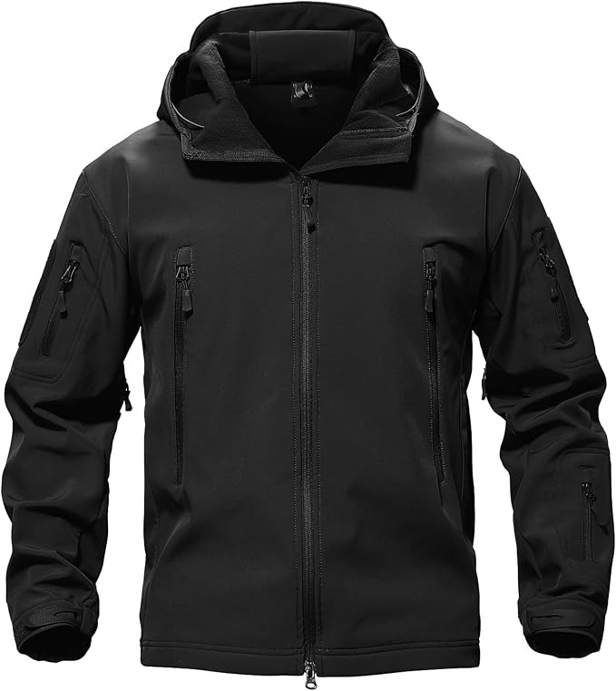 Men's Fleece Softshell Jacket Waterproof Winter Tactical Hooded