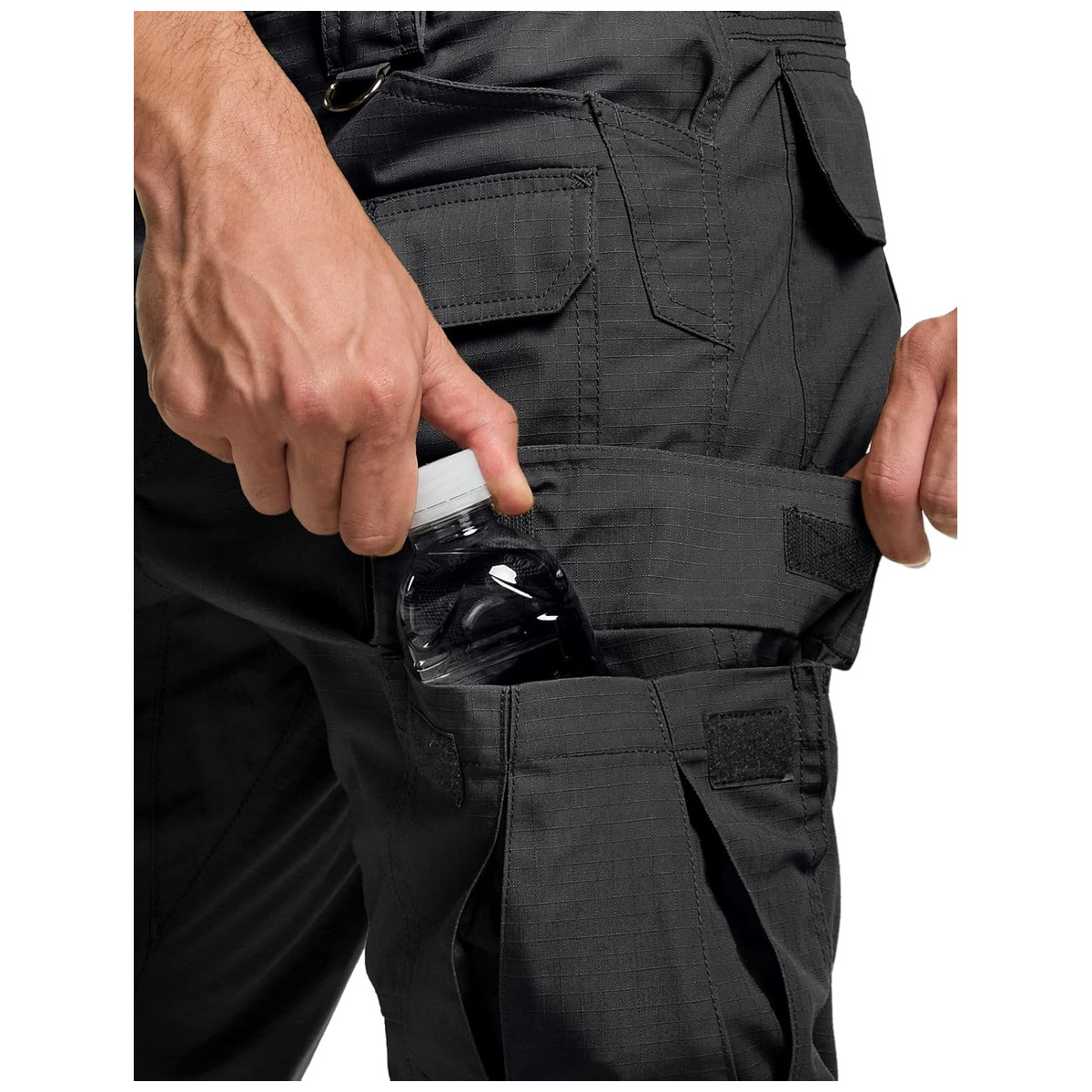 Men's Water-Resistant Ripstop Tactical Cargo Work Pants - Cargo Pocket Detail