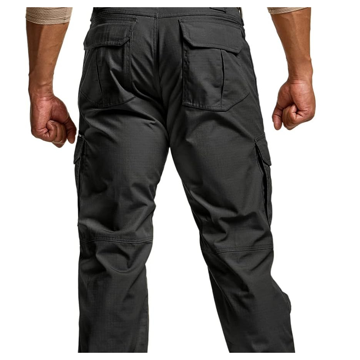 Men's Water-Resistant Ripstop Tactical Cargo Work Pants - Rear Waist Detail