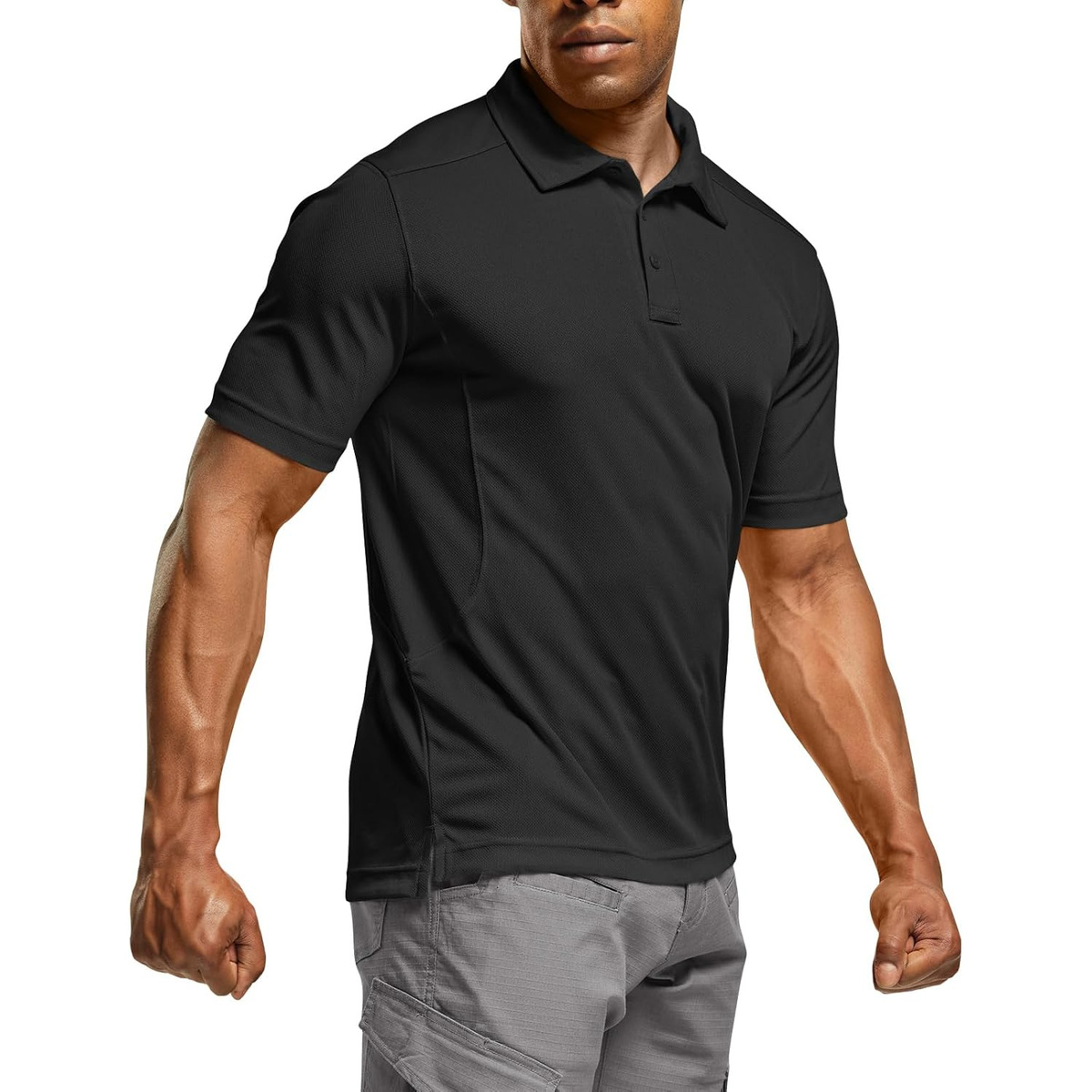Men's Quick-Dry Stretch Performance Polo Shirt - Black