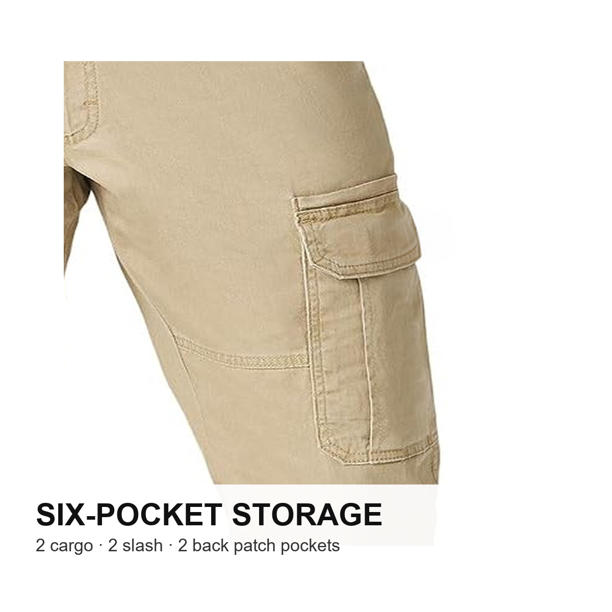 Men's Relaxed Fit Stretch Cargo Pants with 6 Pockets - Six Pocket Storage