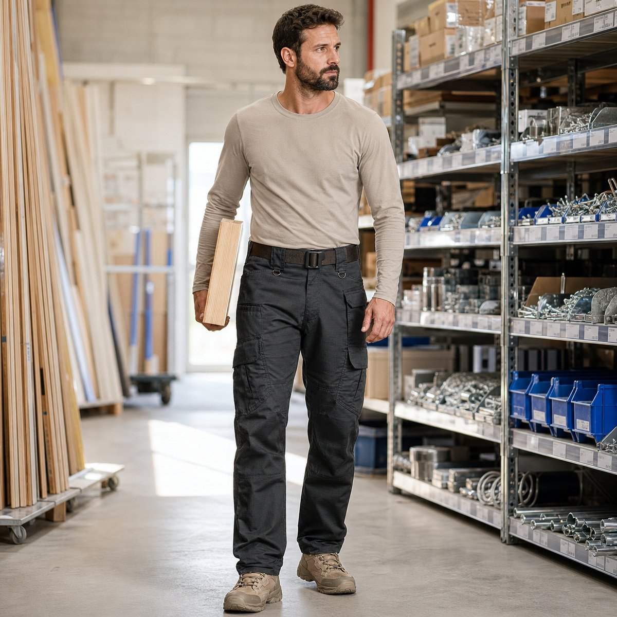 Men's Water-Resistant Ripstop Tactical Cargo Work Pants - Light Workday