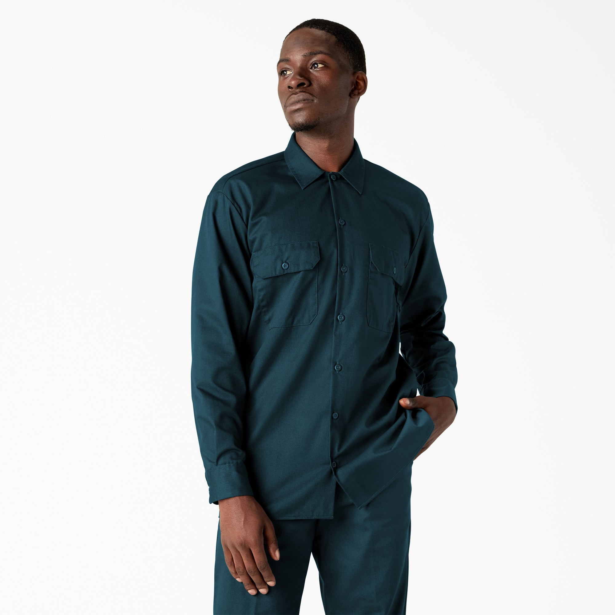 Men's Long Sleeve Twill Work Shirt - Reflecting Pond