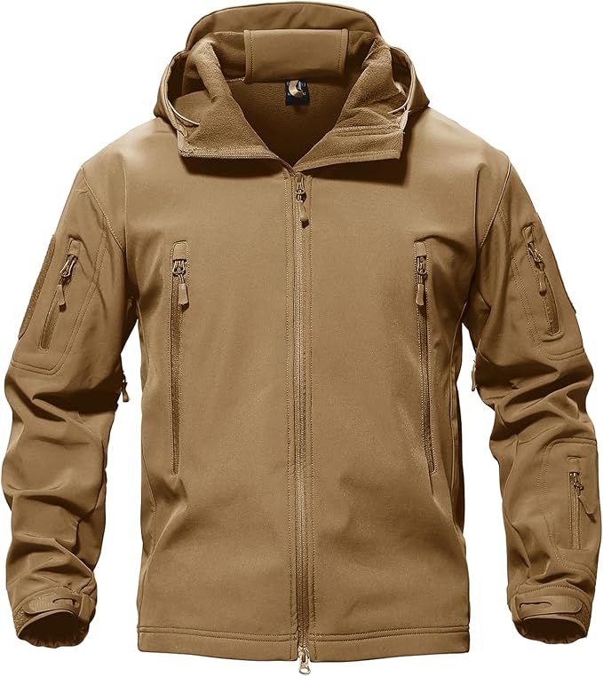 Men's Fleece Softshell Jacket Waterproof Winter Tactical Hooded