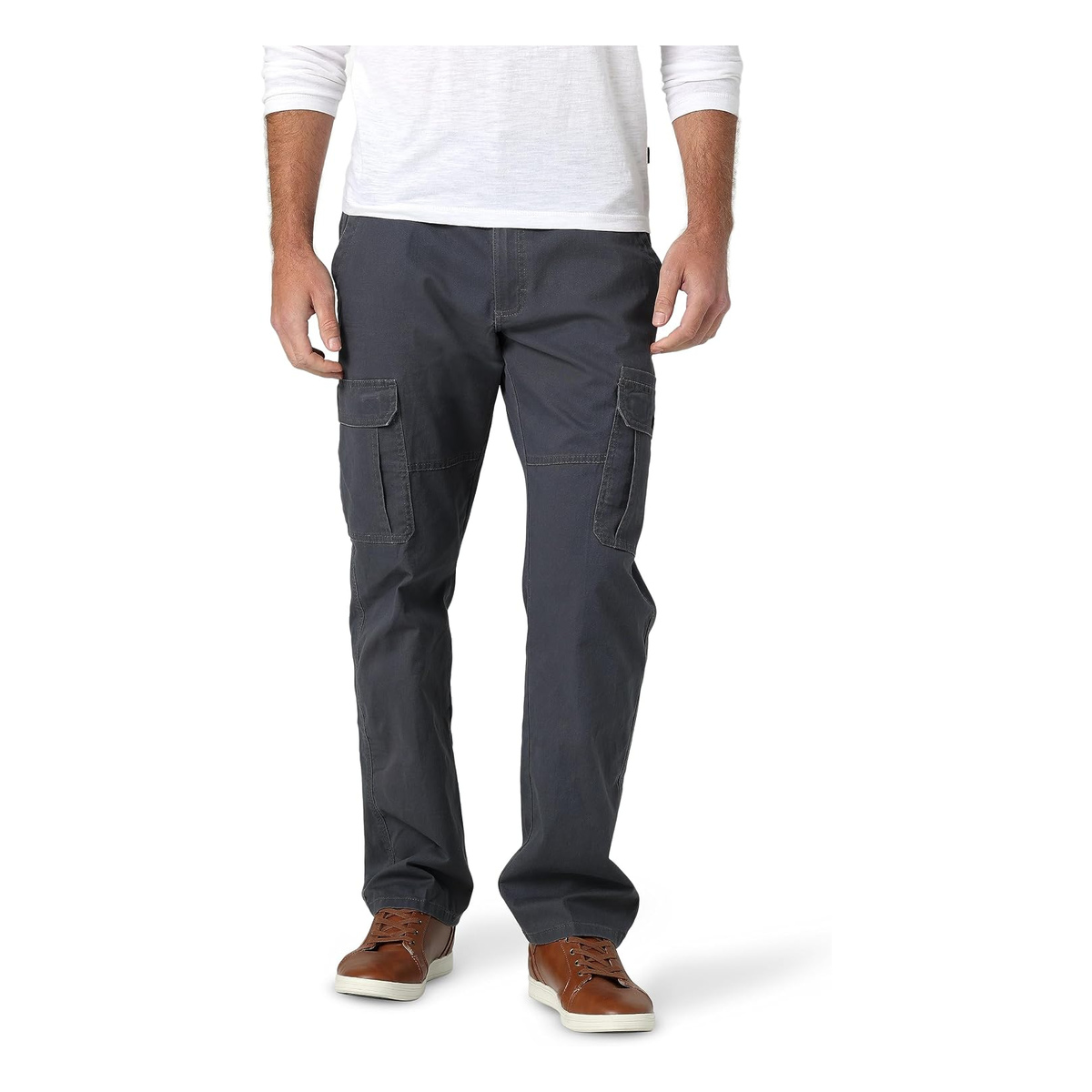 Men's Relaxed Fit Stretch Cargo Pants with 6 Pockets - Anthracite Twill