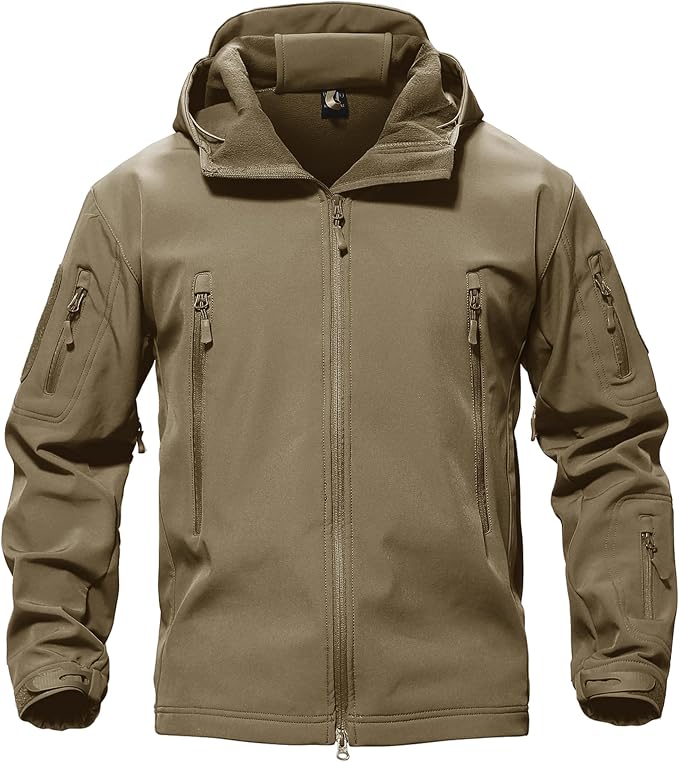 Men's Fleece Softshell Jacket Waterproof Winter Tactical Hooded