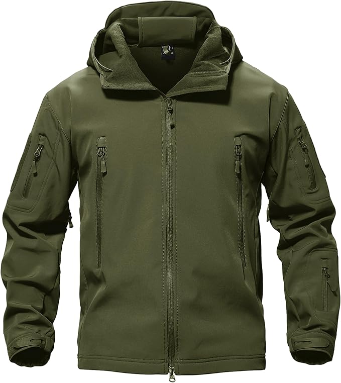 Men's Fleece Softshell Jacket Waterproof Winter Tactical Hooded