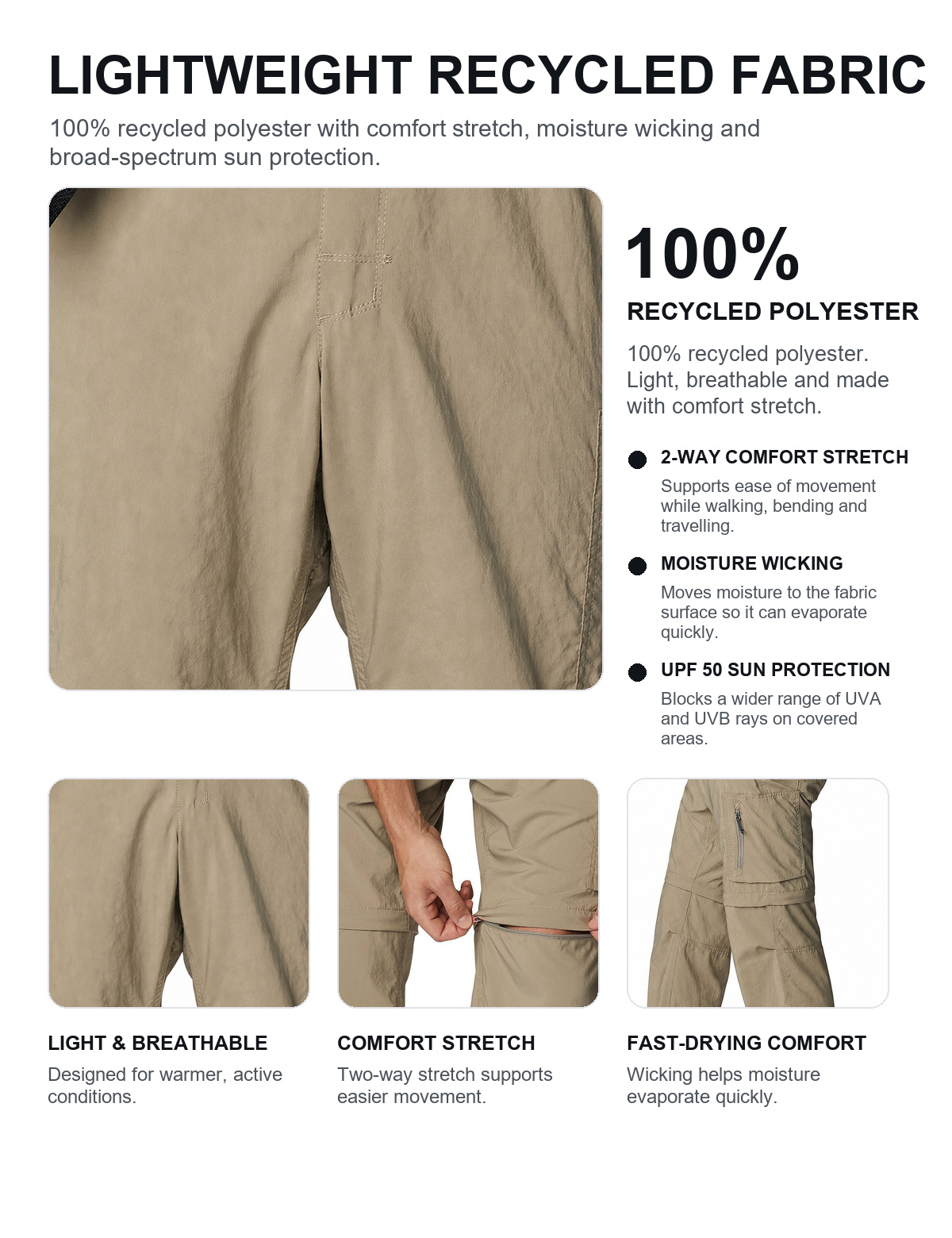 Lightweight stretch fabric and material details