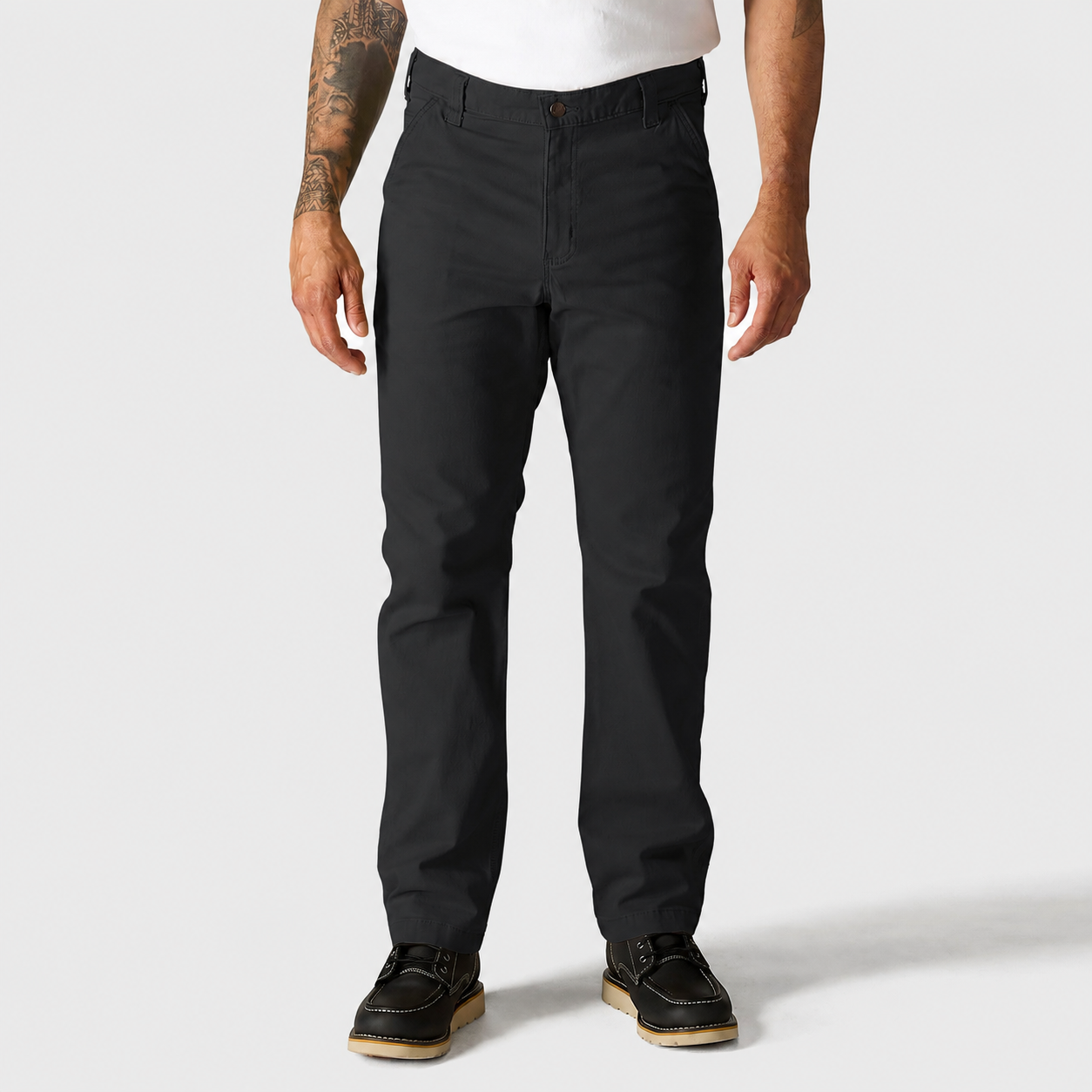 Men's Relaxed Straight Stretch Canvas Work Pants - Black