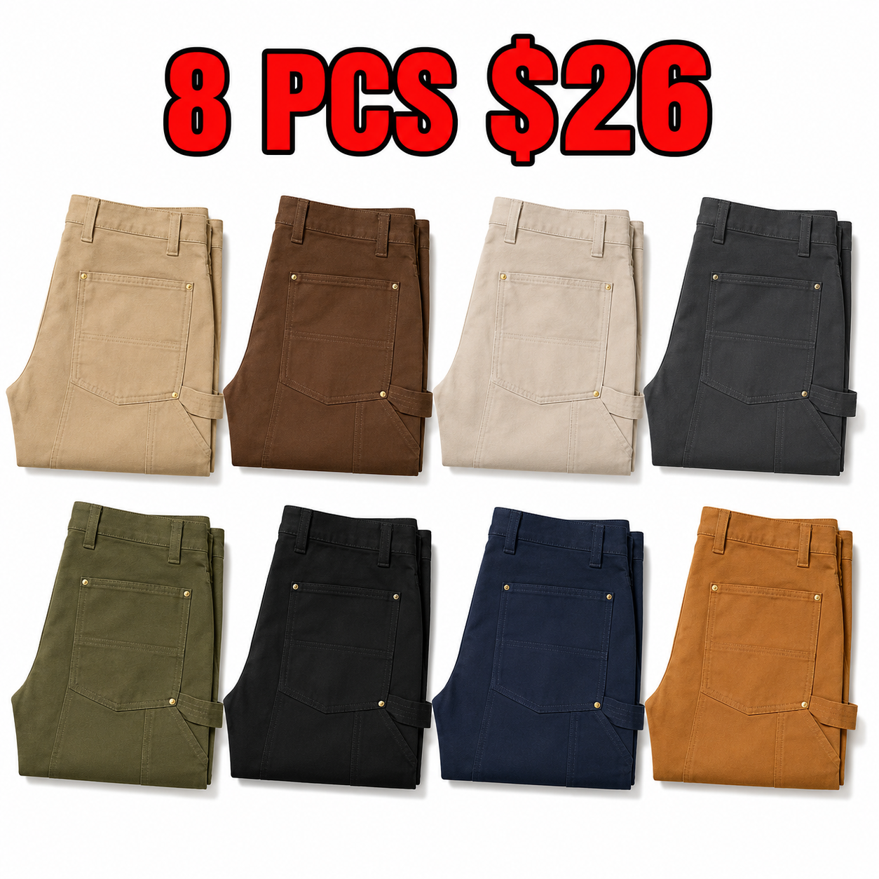 Men's Loose Fit Firm Duck Double-Front Work Pants
