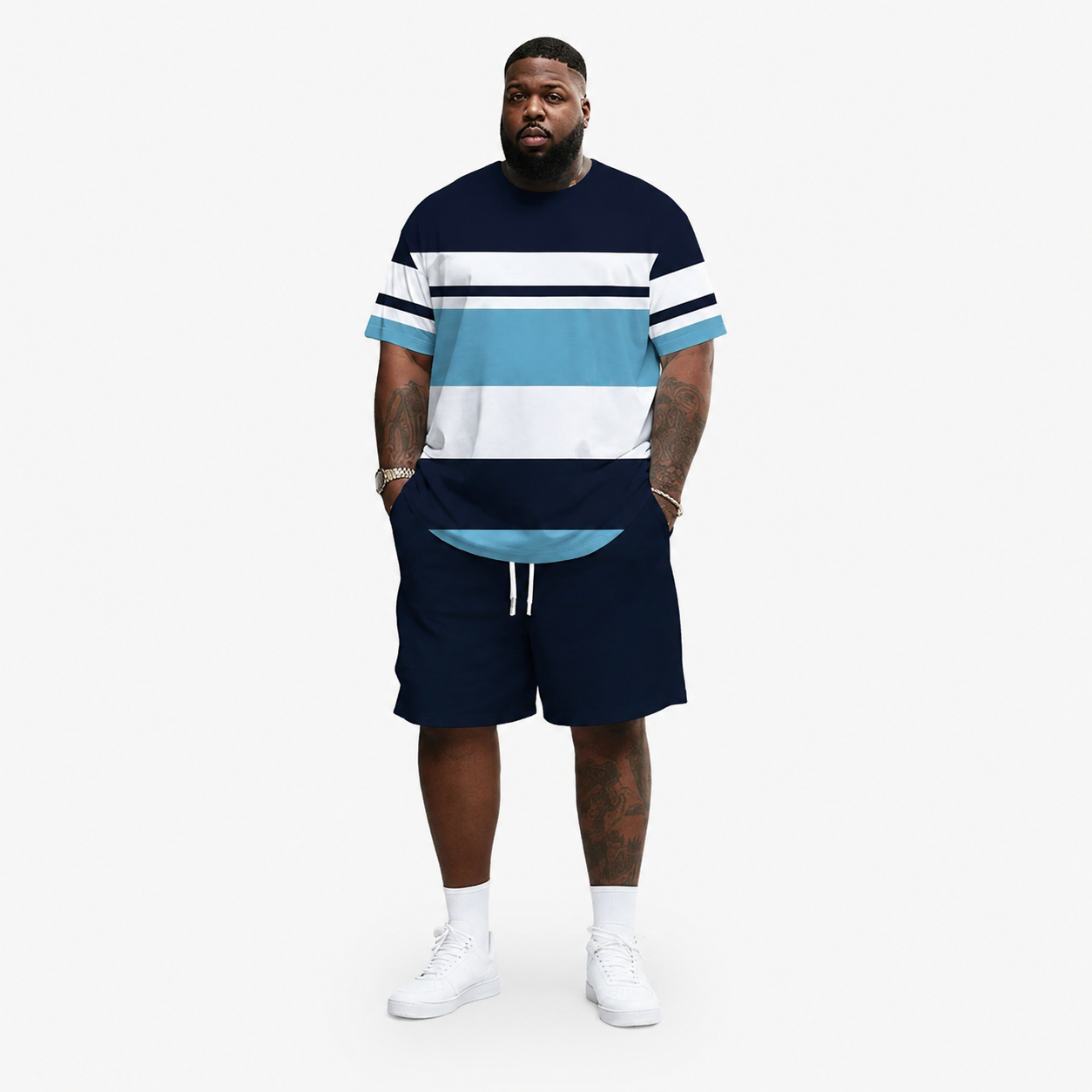 Men's Summer 2-Piece Set – Ultra-Breathable 3D Print Tee & Shorts, All-Day Comfort