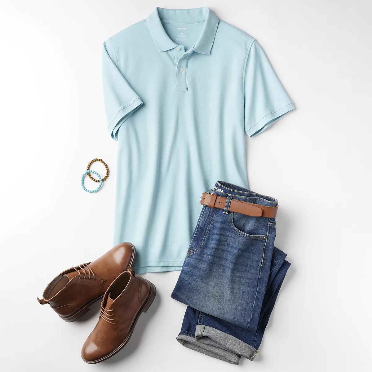 Men's Classic Short Sleeve Pique Polo - Flat-lay styling and construction