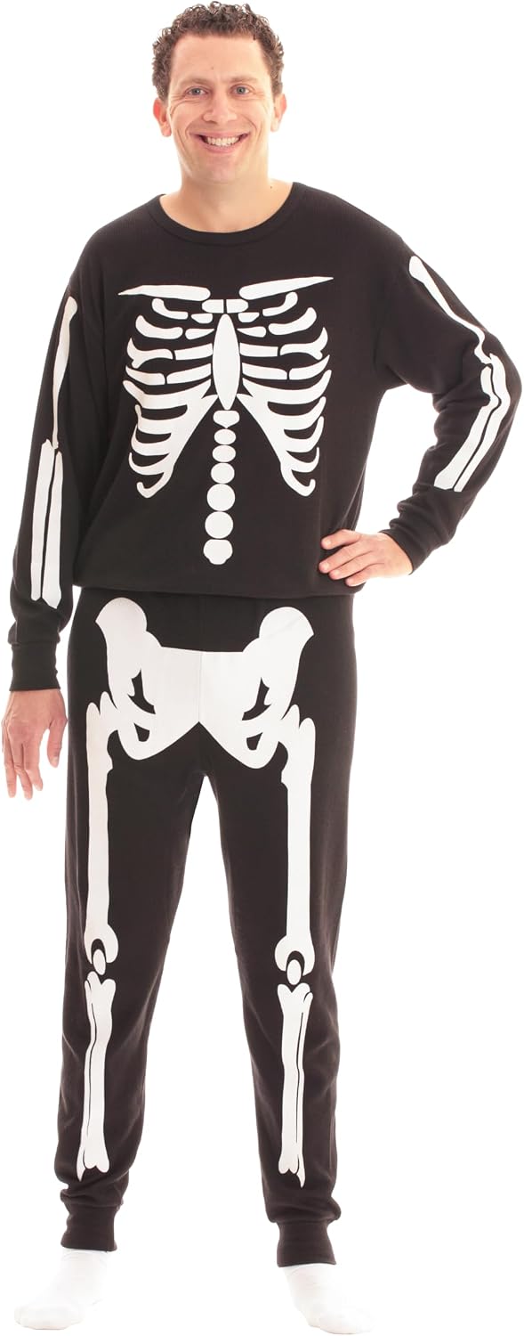 Men's Waffle-Knit Thermal Underwear Set - Skeleton