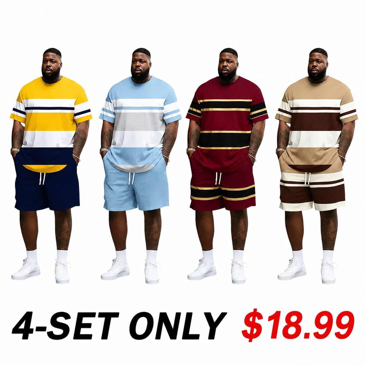 Men's Summer 2-Piece Set – Ultra-Breathable 3D Print Tee & Shorts, All-Day Comfort
