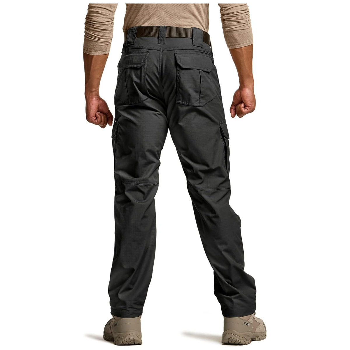 Men's Water-Resistant Ripstop Tactical Cargo Work Pants - Back View