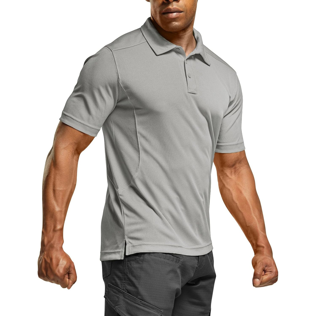 Men's Quick-Dry Stretch Performance Polo Shirt - Light Grey