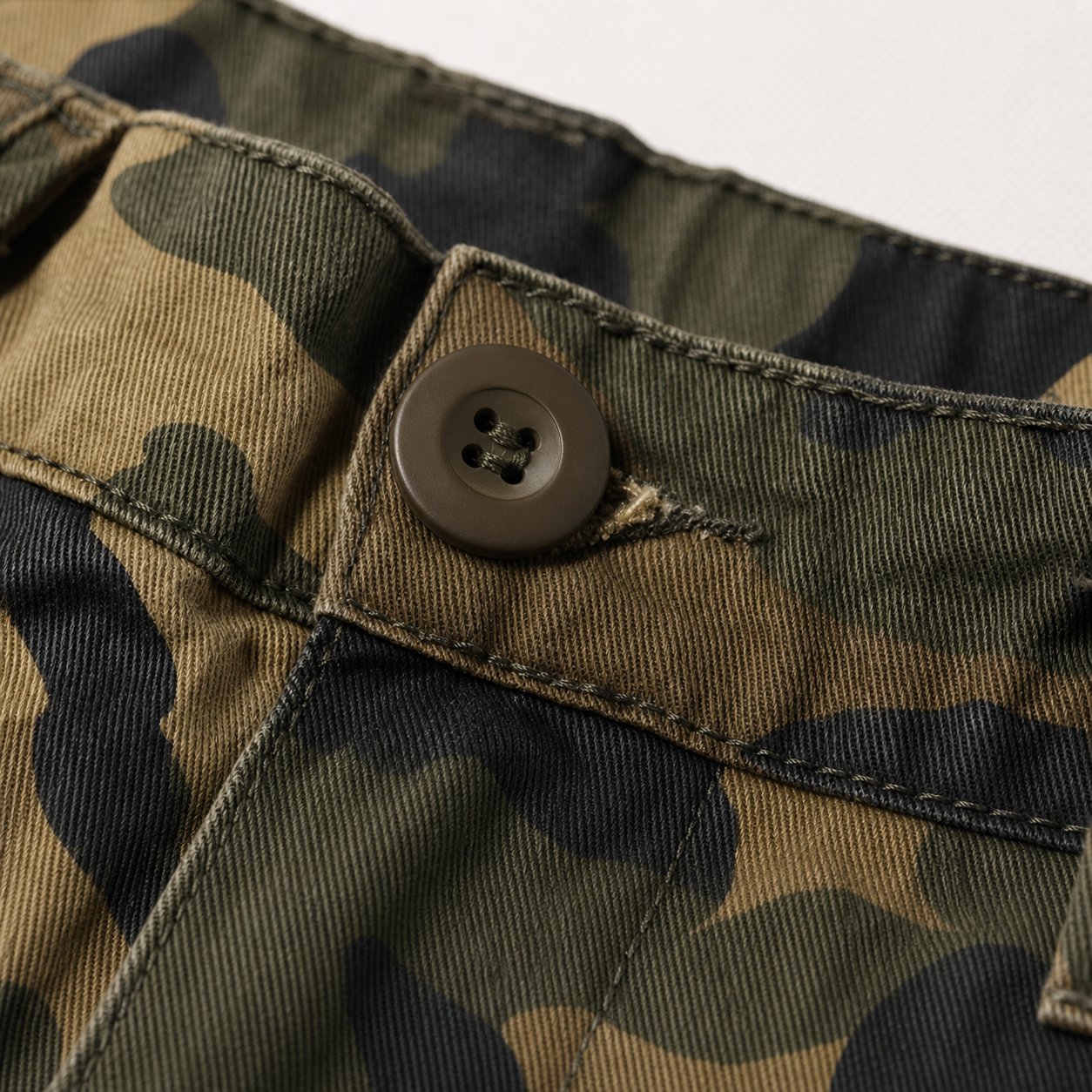 Unbranded camouflage cargo shorts - plain button and waistband detail