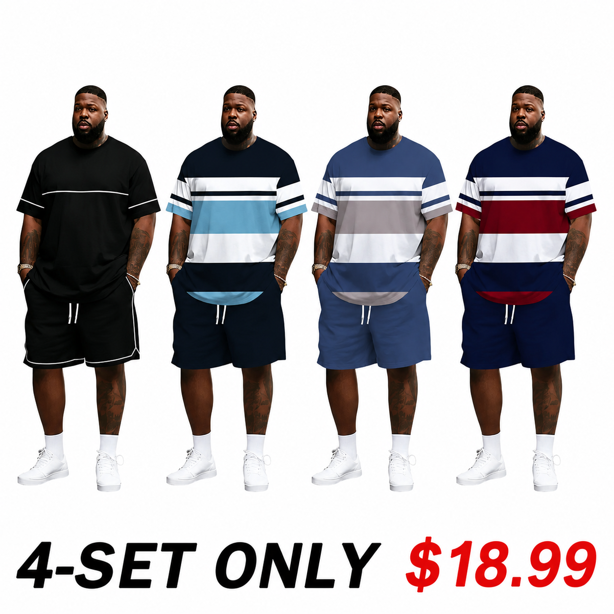 Men's Summer 2-Piece Set – Ultra-Breathable 3D Print Tee & Shorts, All-Day Comfort