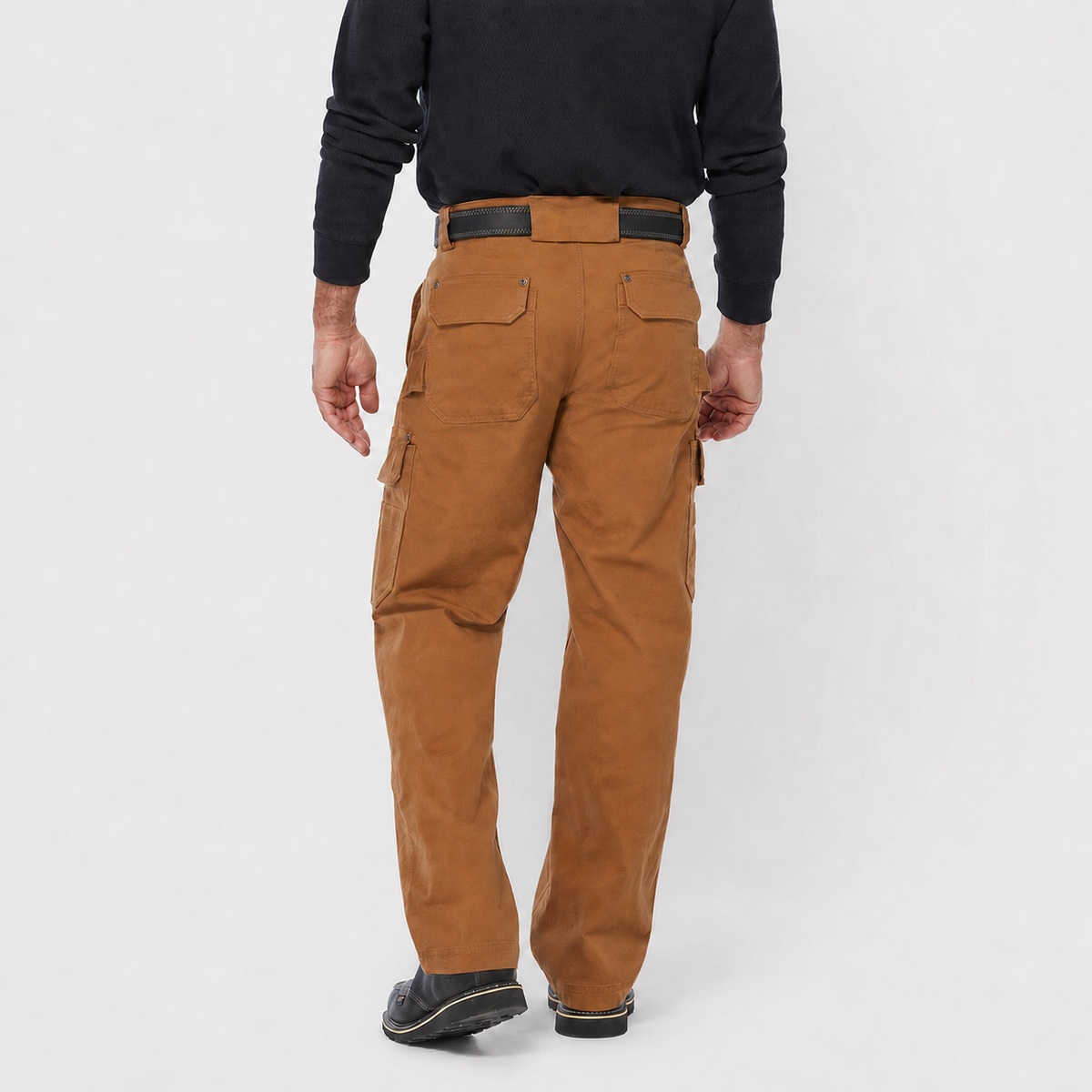 Men's Relaxed Fit Stretch Canvas Cargo Work Pants - Back View