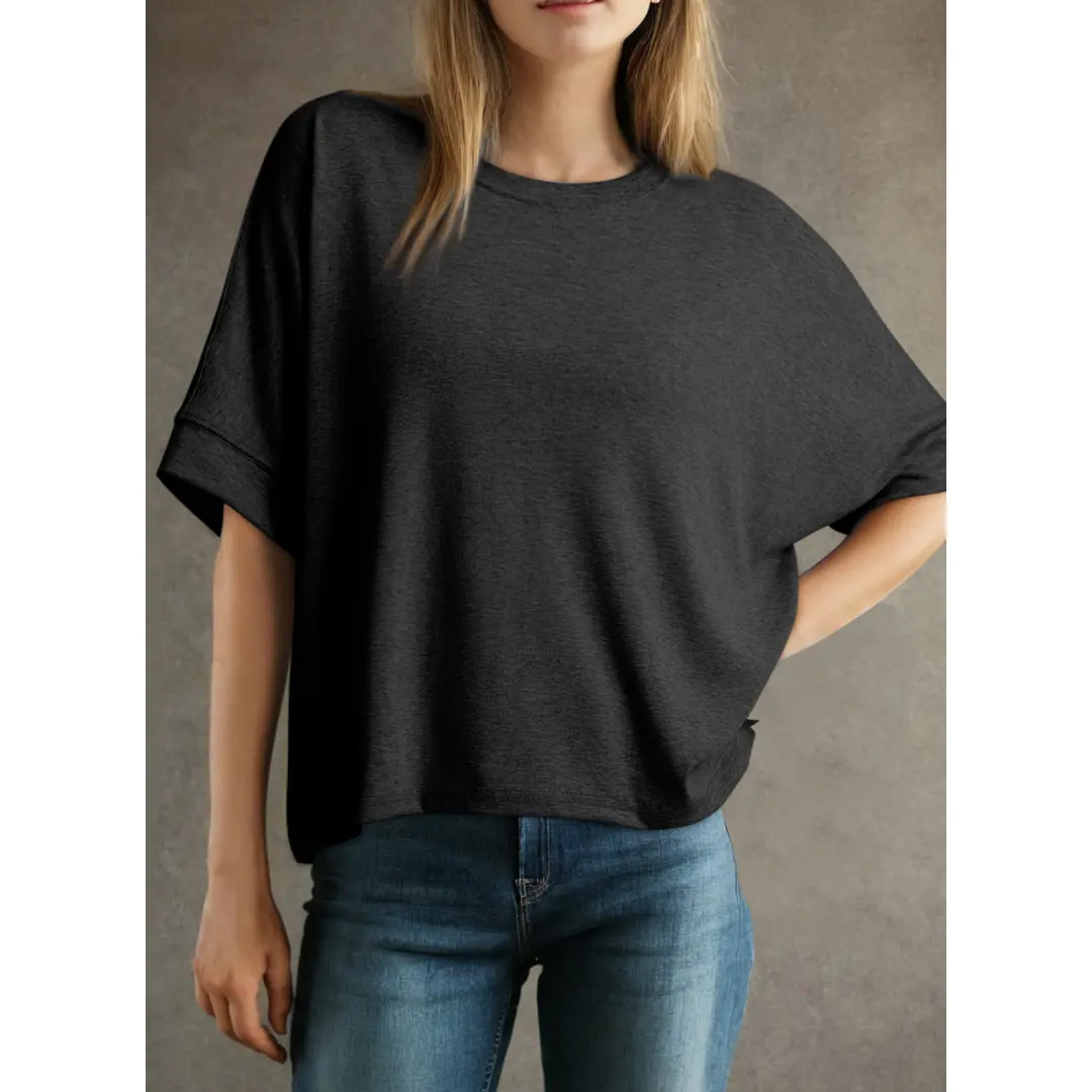 Women's Oversized Soft Stretch Crewneck T-Shirt - 5-Pack - Soft Knit Texture