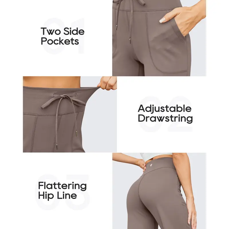 Women's High-Waist Wide-Leg Yoga Pants with Pockets - Detail 4
