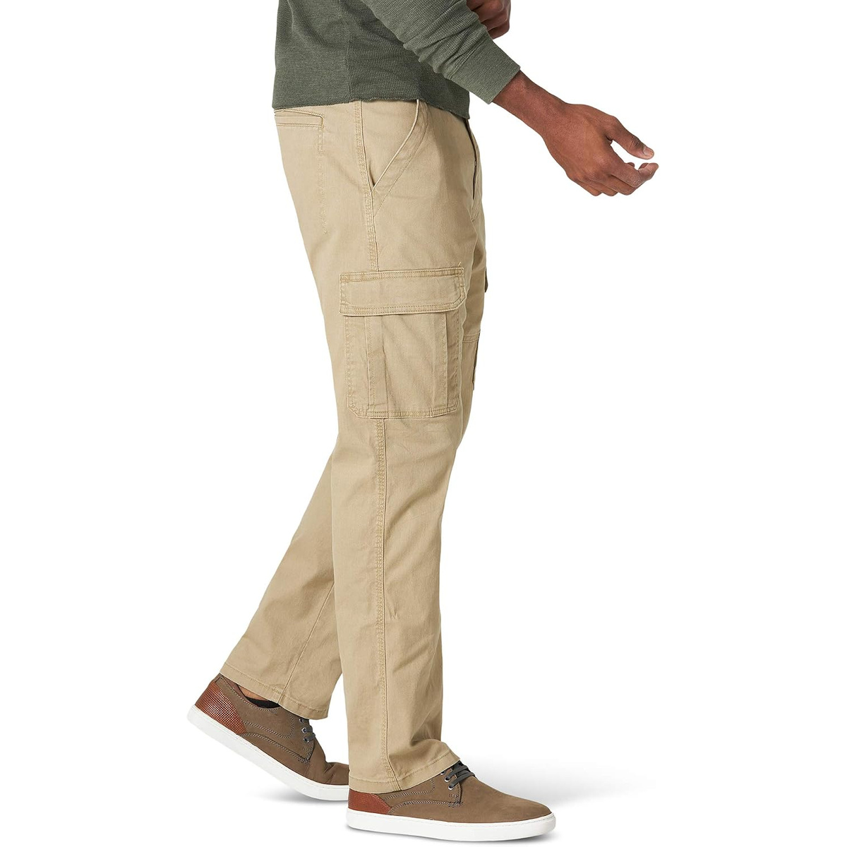 Men's Relaxed Fit Stretch Cargo Pants with 6 Pockets - Side View