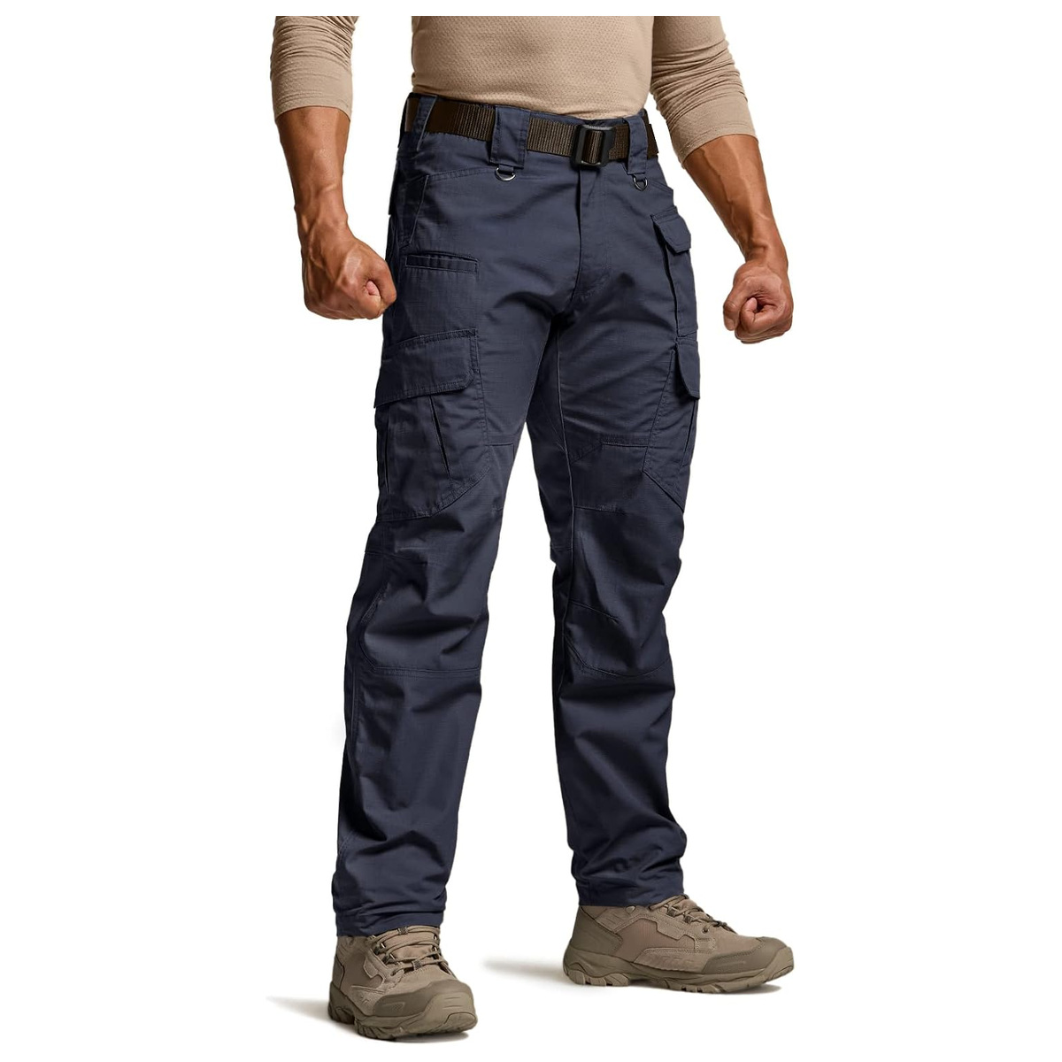 Men's Water-Resistant Ripstop Tactical Cargo Work Pants - Navy