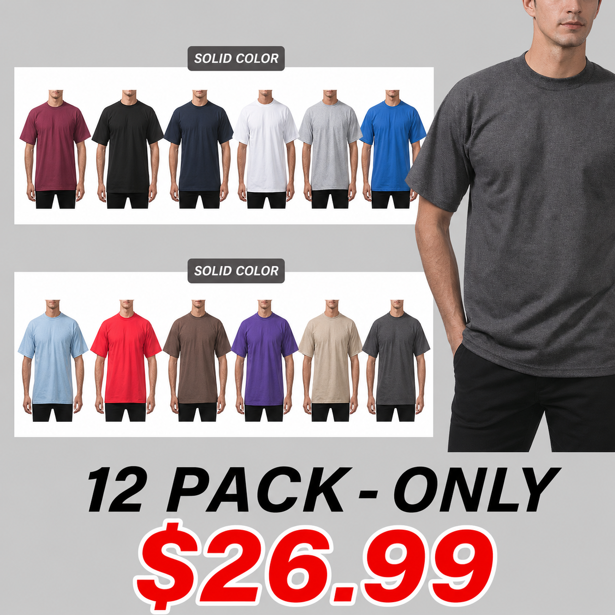 Men's Heavyweight Cotton Classic Fit Crewneck T-Shirt - Multipack