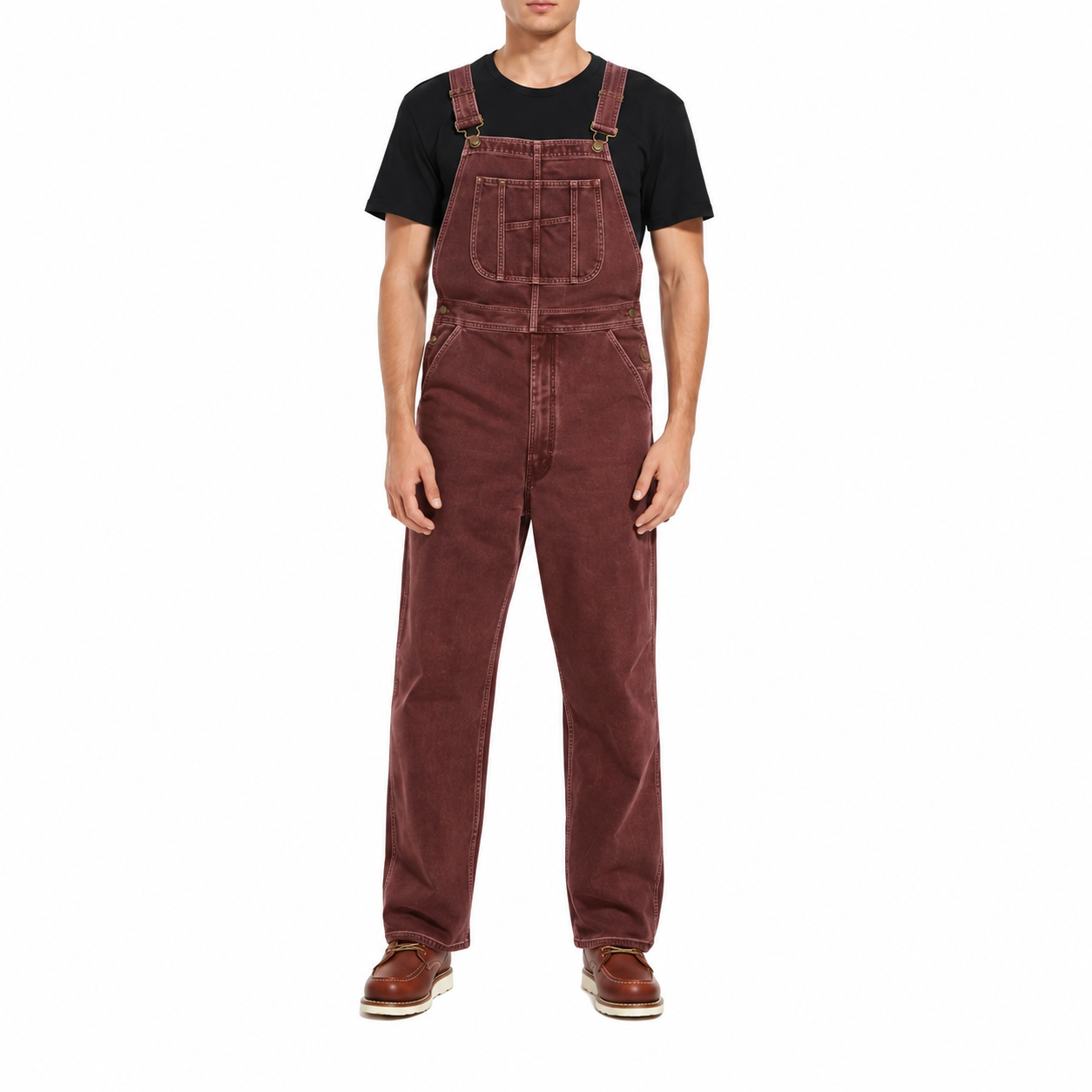 4-PACK or 8-PACK Men's Stonewashed Denim Bib Overalls