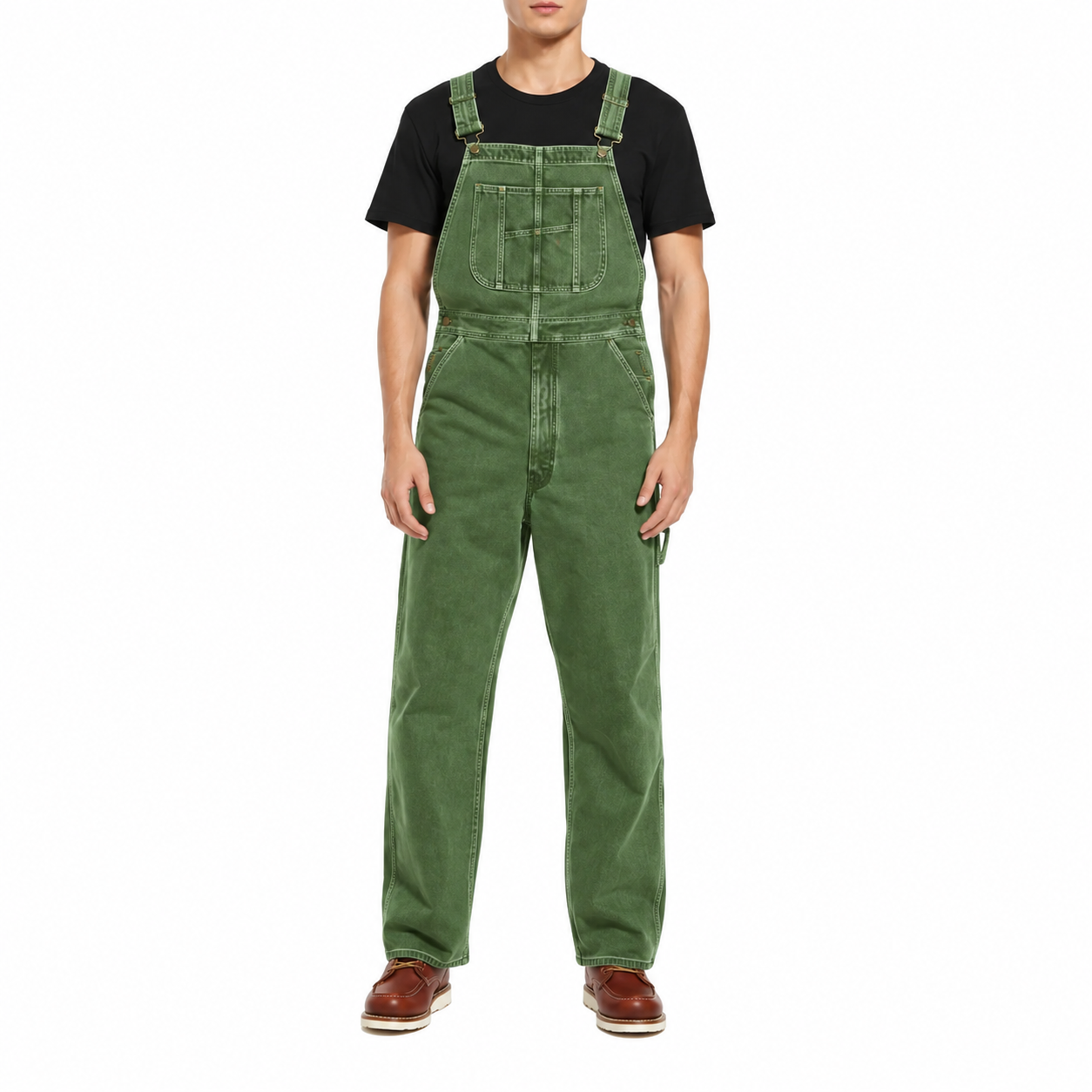 4-PACK or 8-PACK Men's Stonewashed Denim Bib Overalls