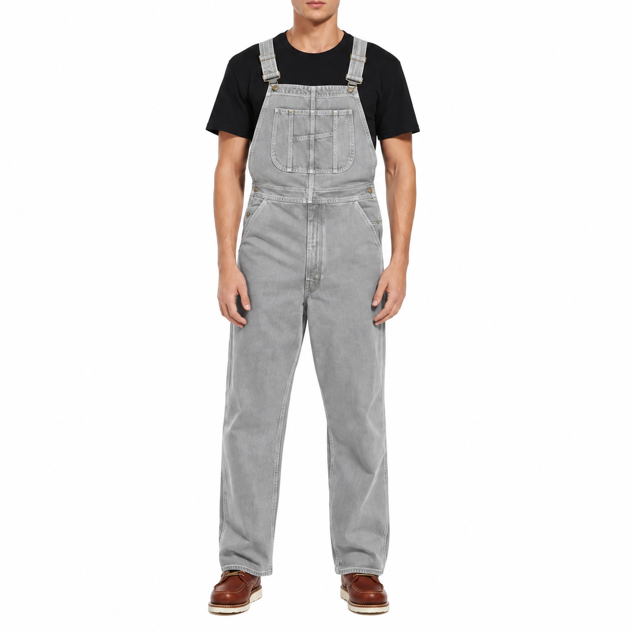 4-PACK or 8-PACK Men's Stonewashed Denim Bib Overalls