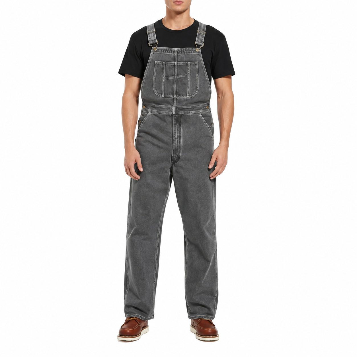 4-PACK or 8-PACK Men's Stonewashed Denim Bib Overalls