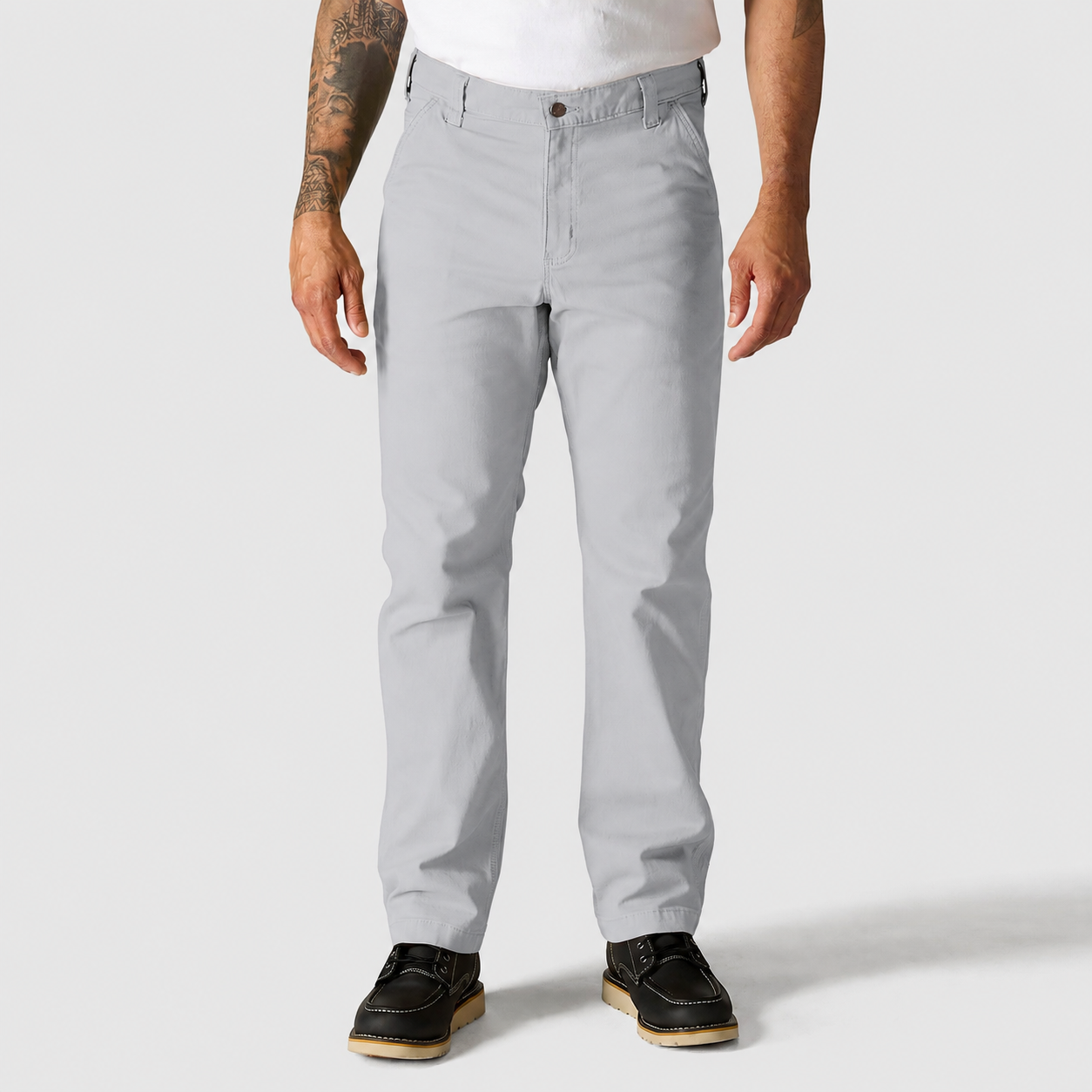 Men's Relaxed Straight Stretch Canvas Work Pants - Light Gray