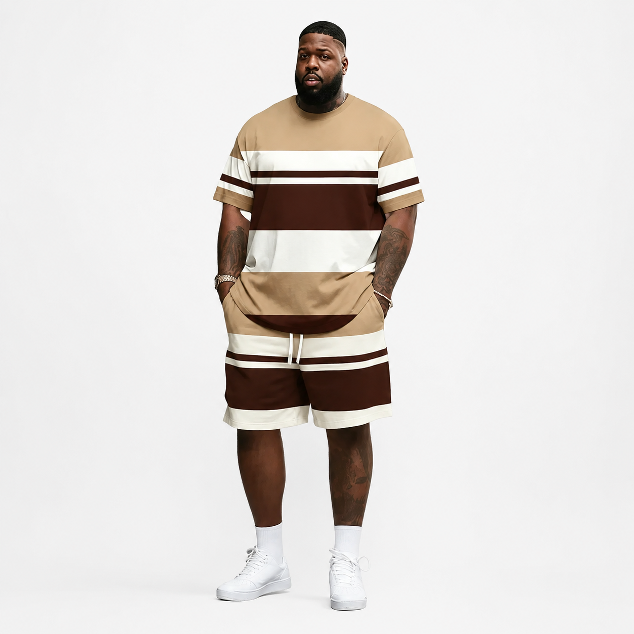 Men's Summer 2-Piece Set – Ultra-Breathable 3D Print Tee & Shorts, All-Day Comfort