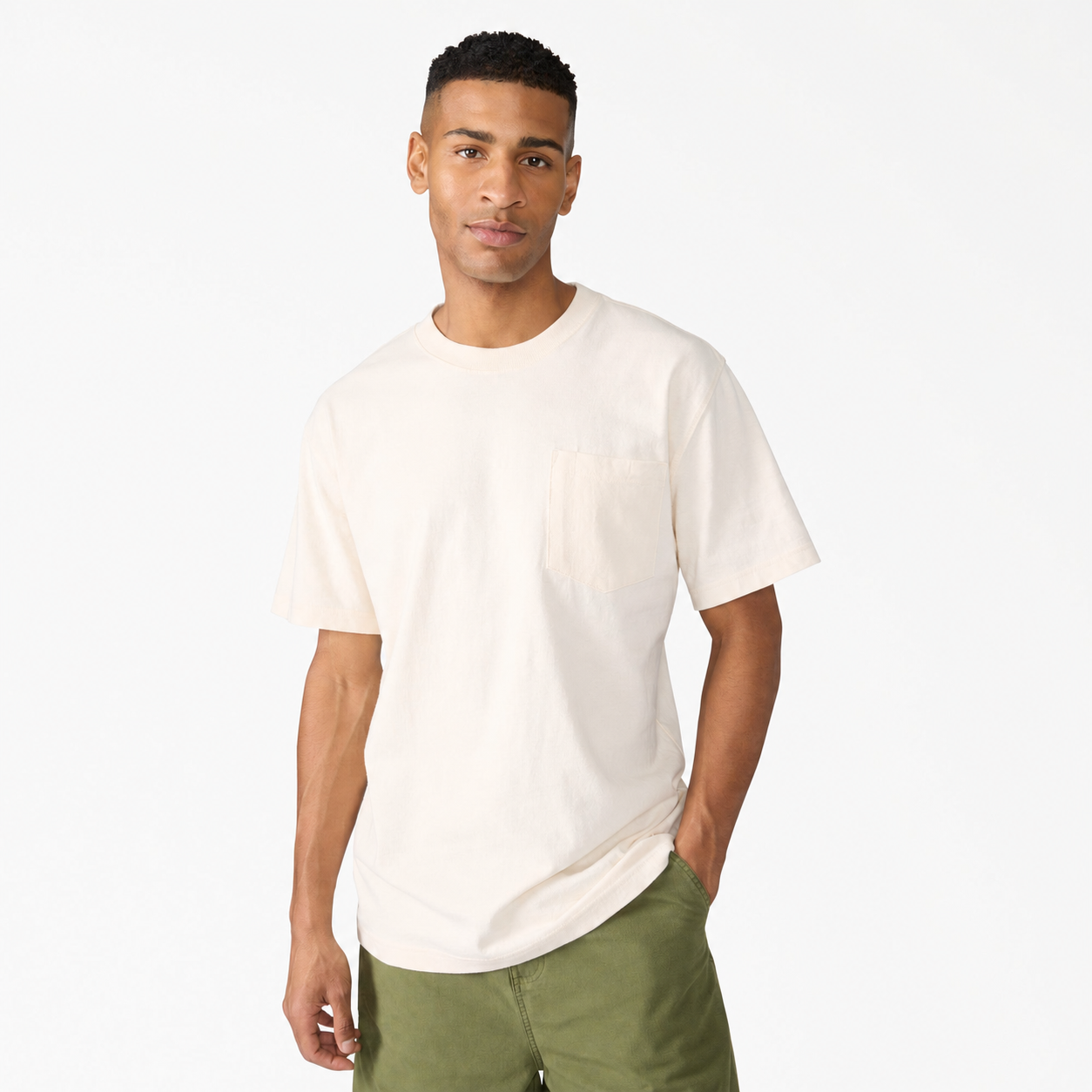 Men's Heavyweight Relaxed-Fit Short-Sleeve Pocket Work T-Shirt - Whitecap Gray