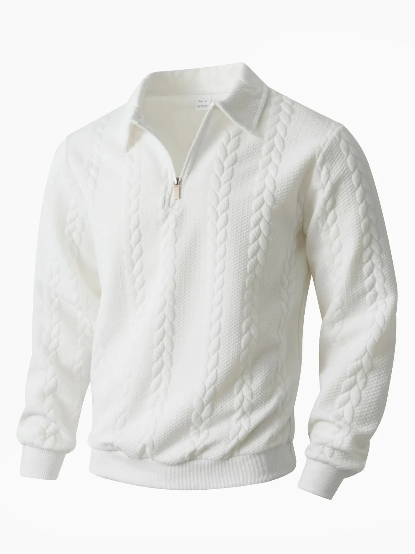 Men's Cable-Knit Half-Zip Polo Sweater - Alternate View 8