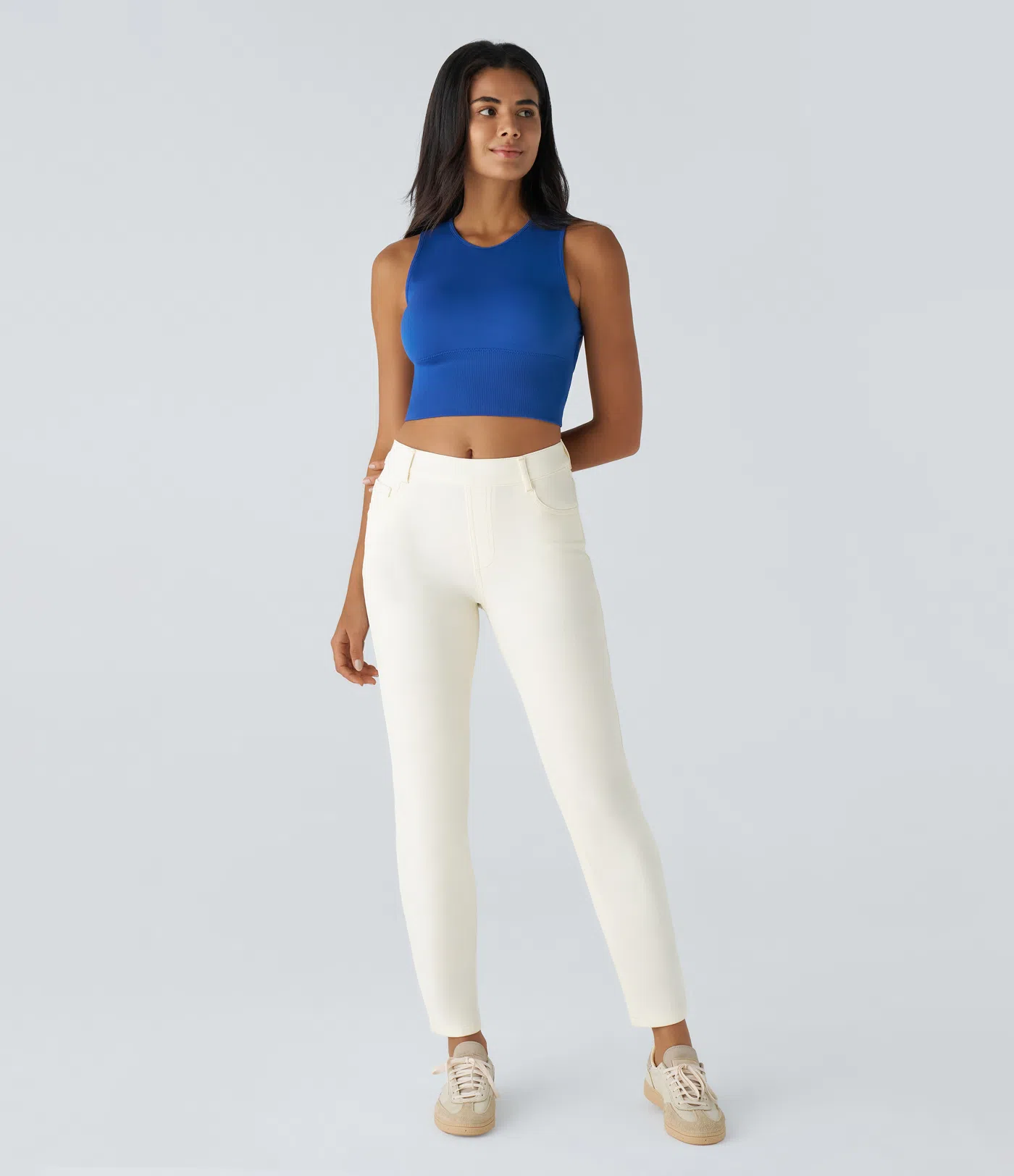 High Waisted Pockets Straight Leg Washed Casual Jeans
