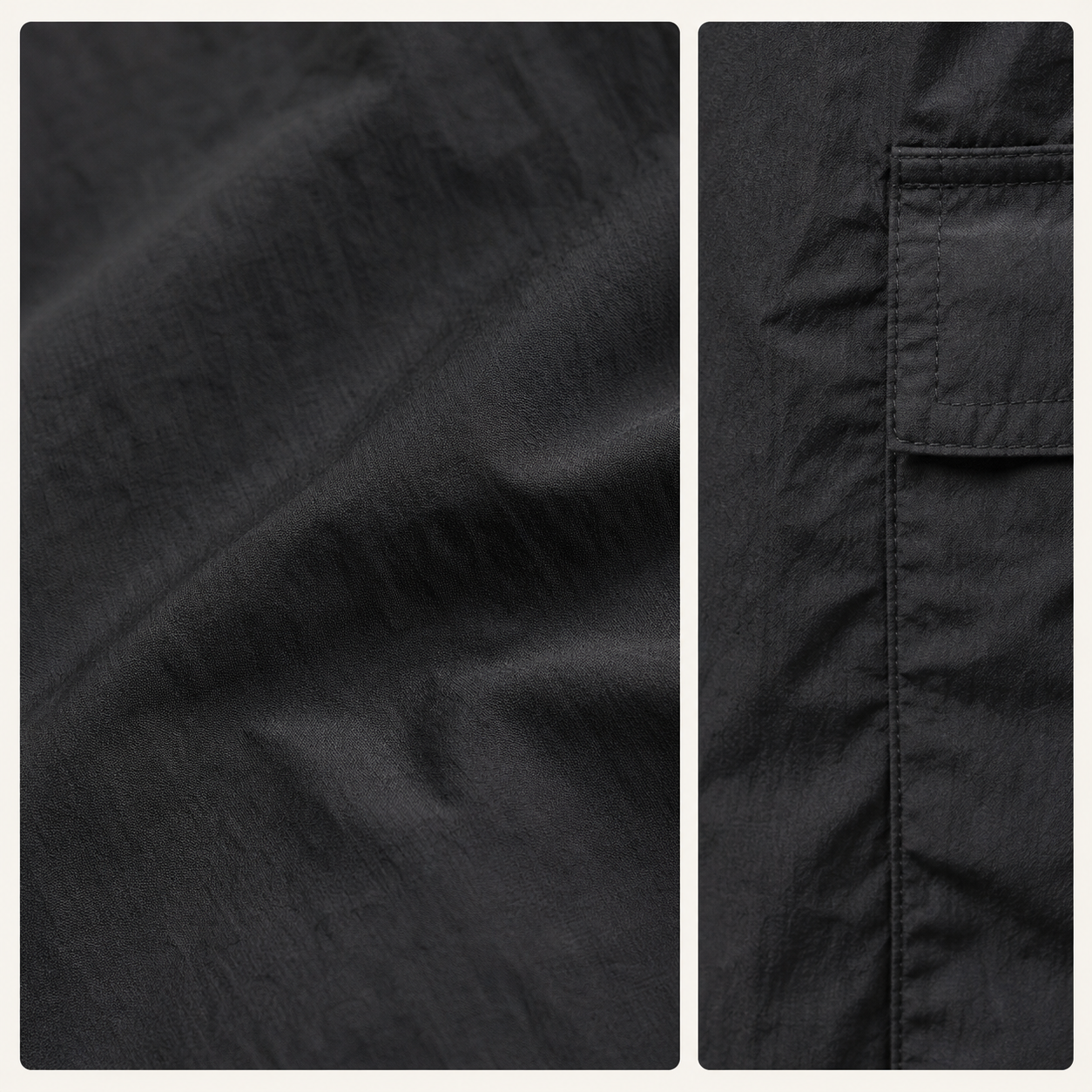 Matte lightly crinkled woven fabric detail