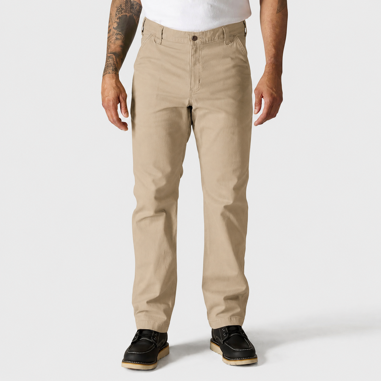 Men's Relaxed Straight Stretch Canvas Work Pants - Khaki Brown